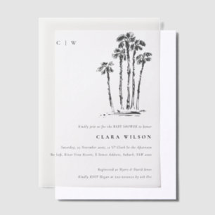 Tropical Coastal Palm Tree Sketch Baby Dusche