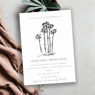 Tropical Coastal Palm Tree Sketch Paare Dusche Einladung