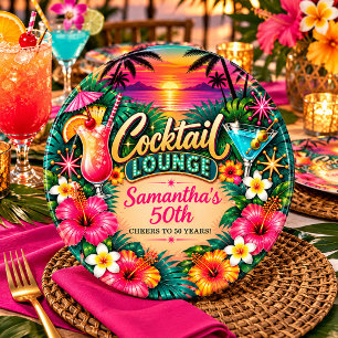 Tropical Cocktail Lounge 50. Geburtstag Pappteller