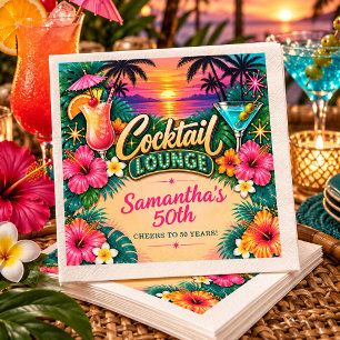 Tropical Cocktail Lounge 50. Geburtstag Serviette