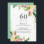 Tropical Colorful Fall Floral 60. Geburtstagsparty Einladung<br><div class="desc">Diese tropische farbenfrohe Herbst-Blumenfeier zum 60. Geburtstag lädt zu einer modernen Geburtstagsparty ein. Die Einrichtung besteht aus rosa,  rot,  gelb,  blau und weiß getönten Gewässer mit botanisch grünen Blätter.</div>