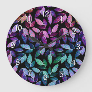 Tropical Colors Falling Leaves Wall Clock Große Wanduhr