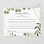 Tropical Consejos y Deseos Wedding Advice Card Postkarte<br><div class="desc">Diese tropische Hochzeitsratenkarte ist perfekt für eine moderne spanische Hochzeit. Das Design besticht durch handbemalte grüne Blätter, die einen goldenen geometrischen Rahmen schmücken. Diese Karten sind ideal für Hochzeiten, Brautparty, Babydusche, Graduiertenfest u.v.m. Personalisieren Sie die Karten mit den Namen der Braut und Bräutigam, den Eltern, die Sie werden oder Absolvent....</div>