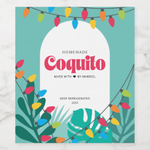 Tropical Coquito Weihnachten Weinetikett