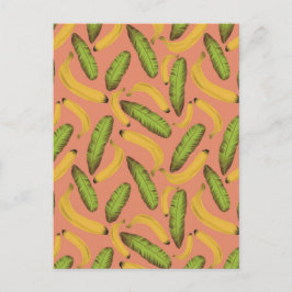 Tropical Coral Banana Leaf Muster Postkarte