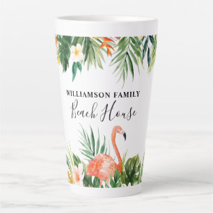 Tropical Coral Floral Beach House Grosses Milchtasse