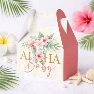 Tropical Coral Pink Floral Aloha Baby Dusche Geschenkschachtel