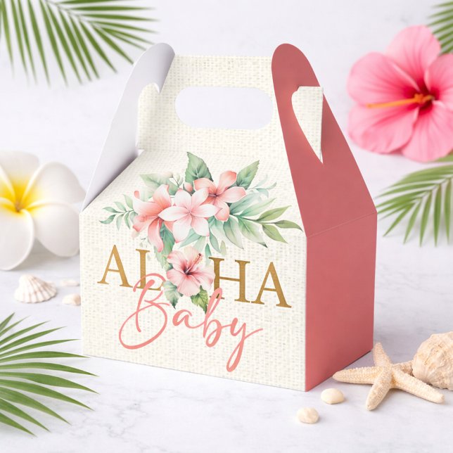 Tropical Coral Pink Floral Aloha Baby Dusche Geschenkschachtel (Tropical Coral Pink Floral Aloha Baby Shower Favor Boxes)