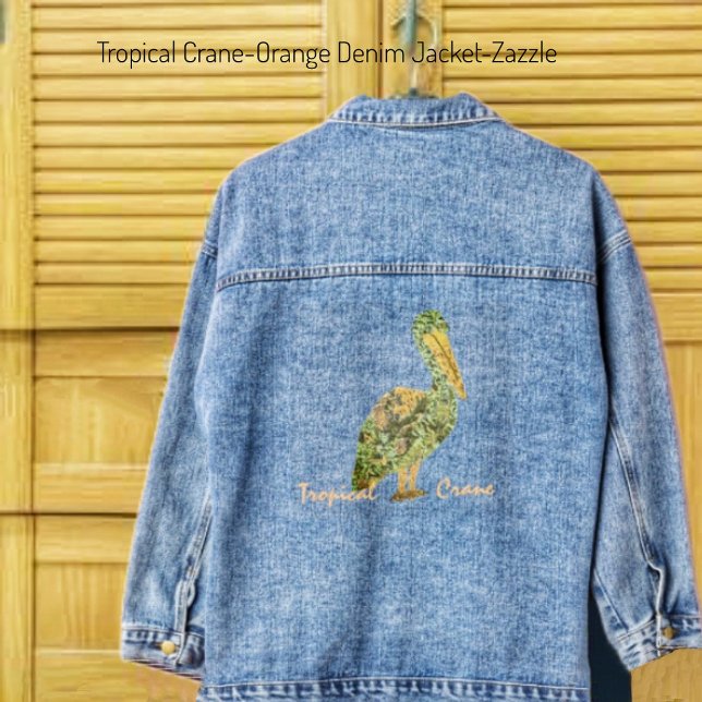Tropical Crane-Orange Denim Jacket Jeansjacke (Von Creator hochgeladen)
