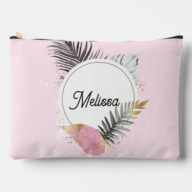 Tropical Custom Name Makeup Bag Zubehörtasche (Vorderseite)