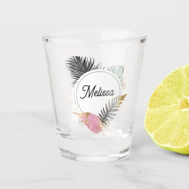 Tropical Custom Name Shot Glass  Schnapsglas (Vorderseite)