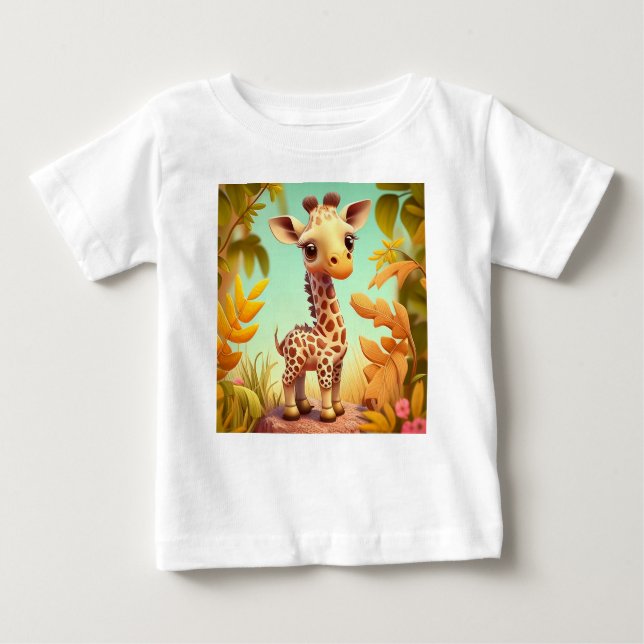 Tropical Cute Baby Giraffe Cartoon-37560 Baby T-shirt (Vorderseite)