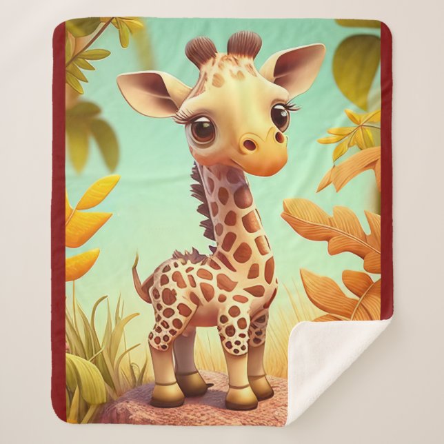 Tropical Cute Baby Giraffe Cartoon-37560 Sherpadecke (Vorderseite)