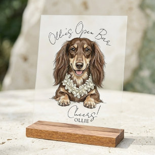 Tropical Dachshund Hochzeitsgetränke Gehen Auf Mic Acrylschild