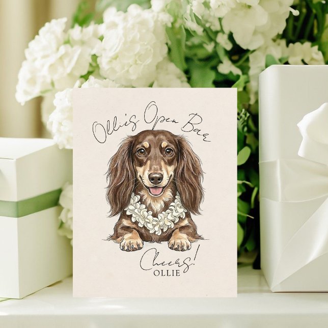 Tropical Dachshund Wedding Drinks On Me Sockelschild (Tropical Dachshund Wedding Drinks On Me Pedestal Sign)