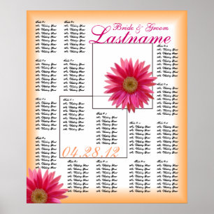 Tropical Daisy Wedding Guest Seating Chart Poster