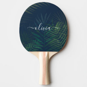 Tropical Dark Green Palm Blätter Ping Pong Paddle Tischtennis Schläger