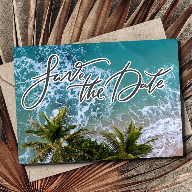 Tropical Destination Beach Wedding Foto Save The Date (Tropical Destination Beach Wedding Photo Save The Date)