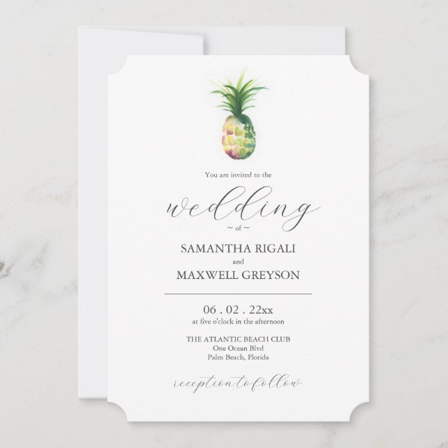 Tropical Destination Unique Wedding Invitation Einladung (Vorderseite)