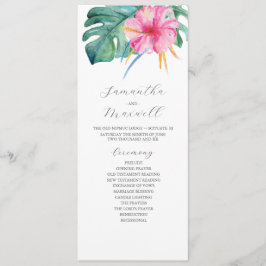 Tropical Destination Wedding Programs Pink Flowers Programm
