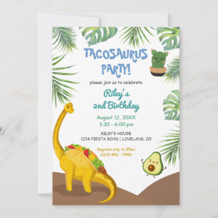 Tropical Dinosaur Tacos Tacosaurus Party Geburtsta Einladung