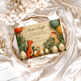 Tropical Dinosaur Theme Baby Shower Diapper Raffle Begleitkarte