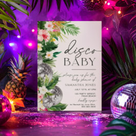 Tropical Disco Ball Blätter Babydusche Einladung