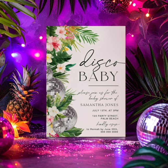 Tropical Disco Ball Blätter Babydusche Einladung (Von Creator hochgeladen)