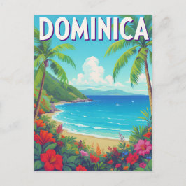 Tropical Dominica Beach Palm Tree Travel Postkarte