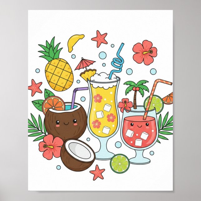 Tropical Drinks – Cute Summer Cocktail Poster (Vorne)