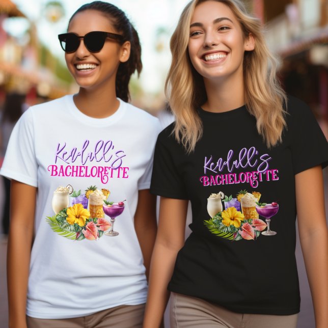 Tropical Drinks Personalized Bachelorette T-shirt Tri-Blend Shirt (Von Creator hochgeladen)