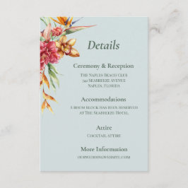Tropical Elegance Hochzeitsdetails Beilagekarte Begleitkarte