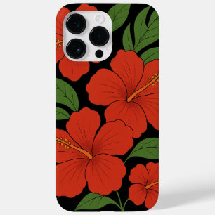 Tropical Elegance Roter Hibiskus auf Schwarz Case-Mate iPhone 14 Pro Max Hülle