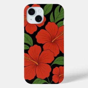 Tropical Elegance Roter Hibiskus auf Schwarz Case-Mate iPhone Hülle