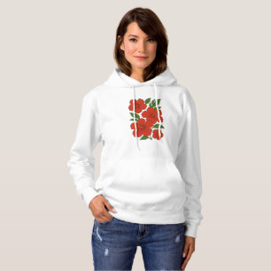 Tropical Elegance Roter Hibiskus auf Schwarz Hoodie