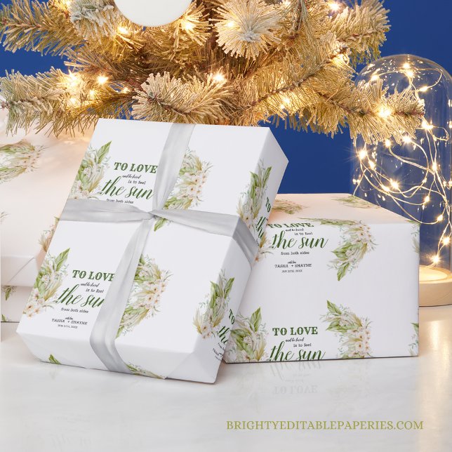 Tropical Elegant Bohemisch Pampas Grass Geschenkpapier (Wrap your gifts in style with our Tropical Elegant Bohemian Pampas Grass Wrapping Paper 🎁🌴)