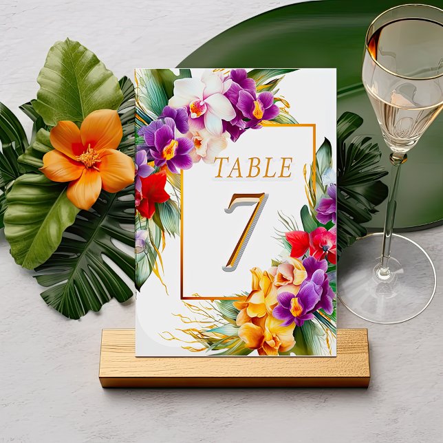 Tropical Elegant Floral Wedding Tischnummer (Von Creator hochgeladen)