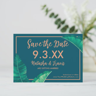 Tropical Elegant Palm Blätter Save The Date