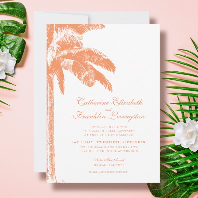Tropical Elegant Palm Tree Wedding Einladung (Von Creator hochgeladen)