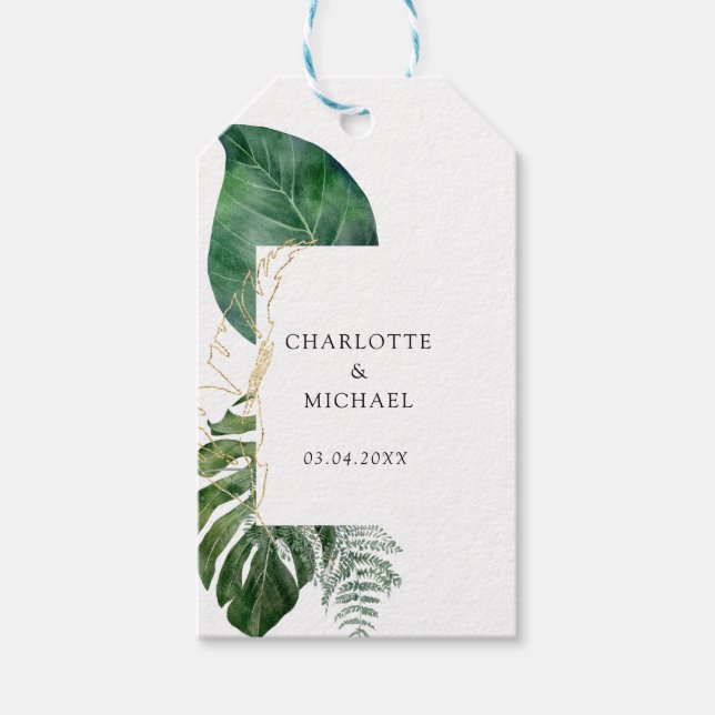 Tropical Elegant Plant Trending Wedding  Geschenkanhänger (Vorderseite)