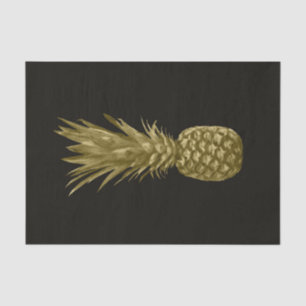 Tropical Elegante Black Gold Ananas Seidenpapier