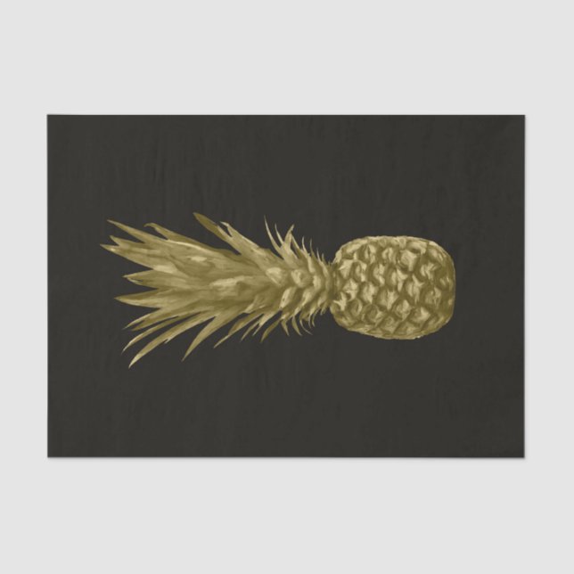 Tropical Elegante Black Gold Ananas Seidenpapier (Vorderseite)