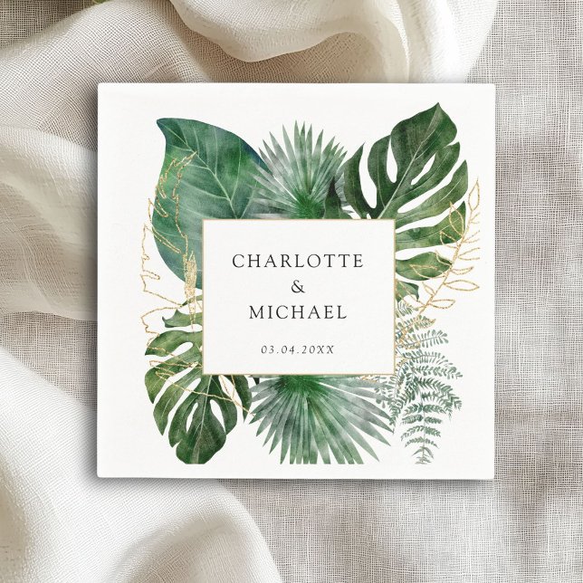 Tropical Elegante Pflanze Trending Wedding Serviette (Tropical Elegant Plant Trending Wedding Napkins with your name and date.)