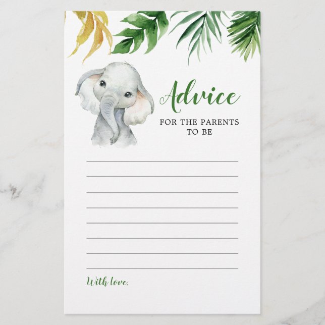 Tropical Elephant Boy Baby Shower Addon Card (Vorderseite)