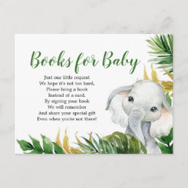 Tropical Elephant Boy Baby Shower Books Einladungspostkarte