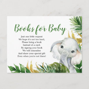 Tropical Elephant Boy Baby Shower Books Einladungspostkarte