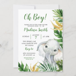 Tropical Elephant Boy Baby Shower Einladung