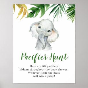 Tropical Elephant Boy Babydusche Schnuller Jagd Poster