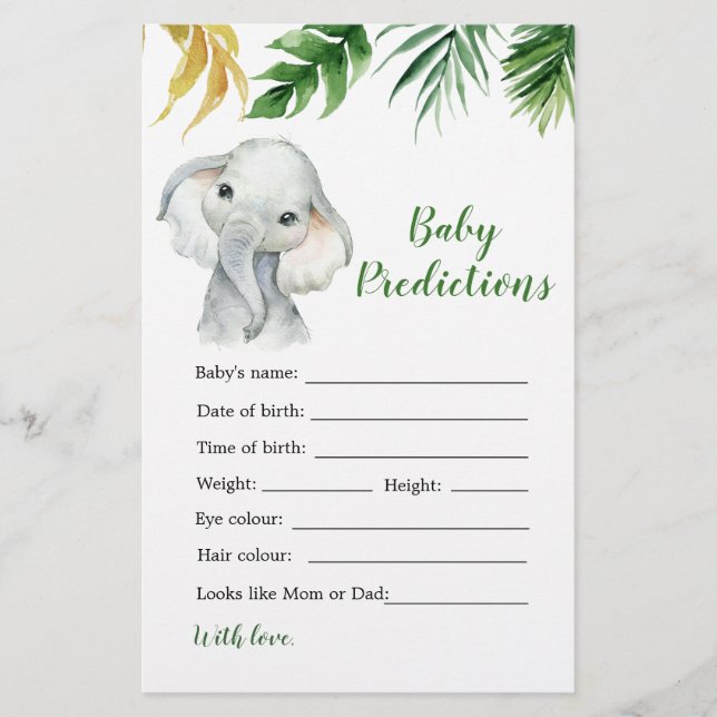 Tropical Elephant Boy Shower Baby Predicence (Vorderseite)