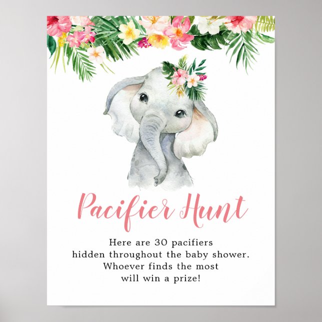 Tropical Elephant Girl Showdusche Schnuller Jagd Poster (Vorne)